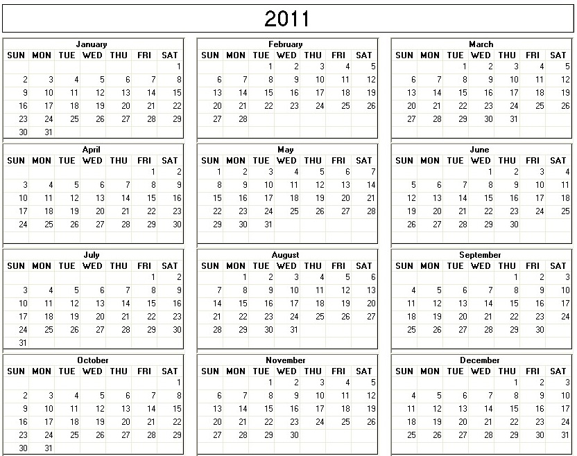2011 printable calendar image
