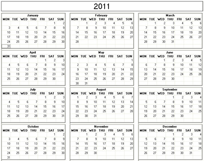 Free Calendar Printable 2011 on Free Printable 2011 Calendar