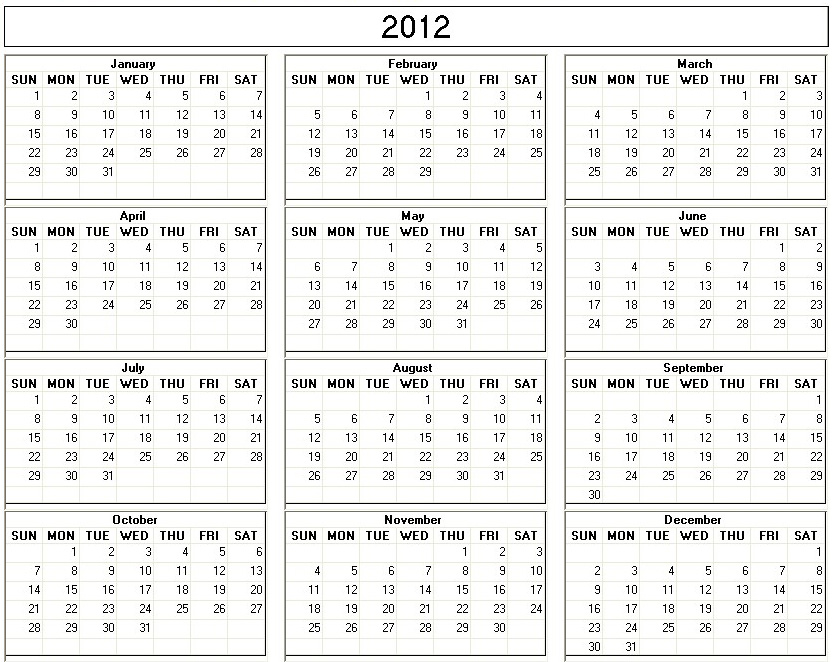 2012 Work Week Calendar Pdf
