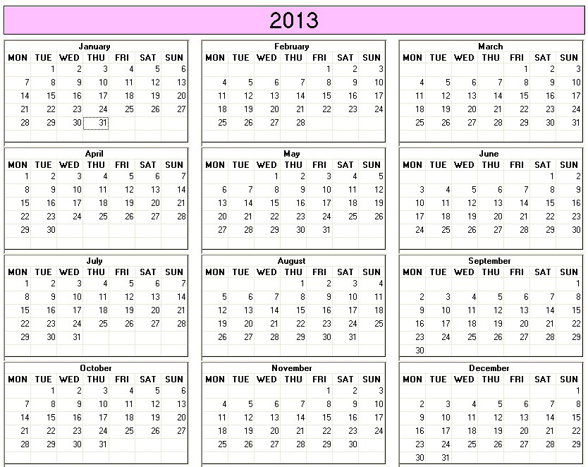 printable blank calendar image for 2010