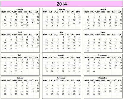 blank calendar,  printable calendar, 2014, image