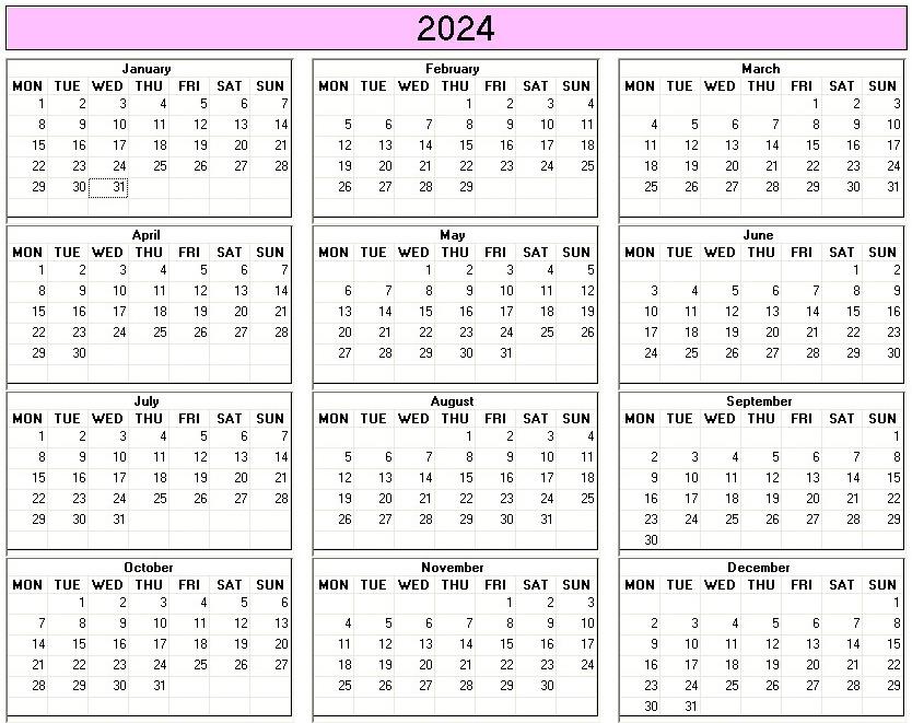 printable blank calendar image for 2024