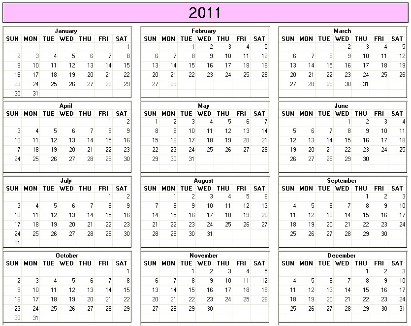 printable blank calendar image for year 2010