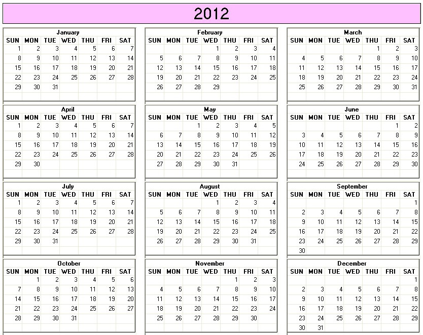 printable blank calendar image for year 2010