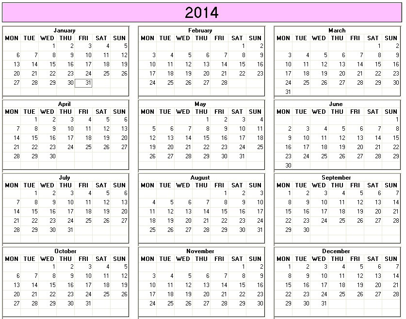 printable blank calendar image for 2010