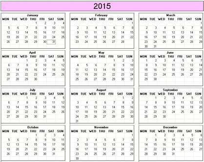 blank calendar,  printable calendar, 2015, image