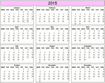 blank calendar,  printable calendar, 2015, image