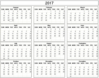 blank calendar,  printable calendar, 2017, image