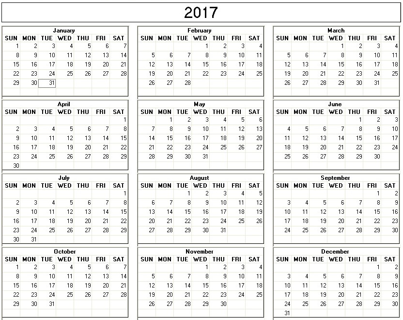 printable blank calendar image for 2016