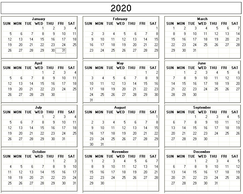 printable blank calendar image for 2016