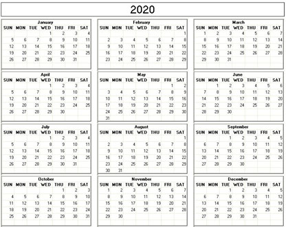blank calendar,  printable calendar, 2021, image