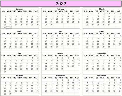 blank calendar,  printable calendar, 2022, image