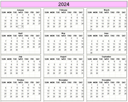 blank calendar,  printable calendar, 2024, image