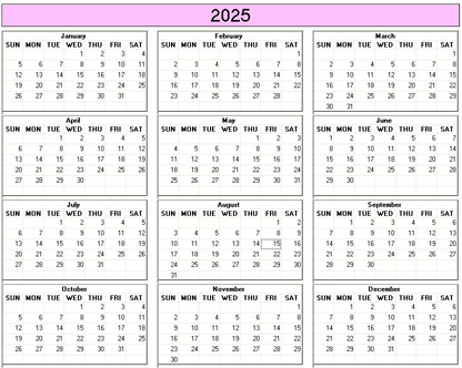 blank calendar,  printable calendar, 2025, image