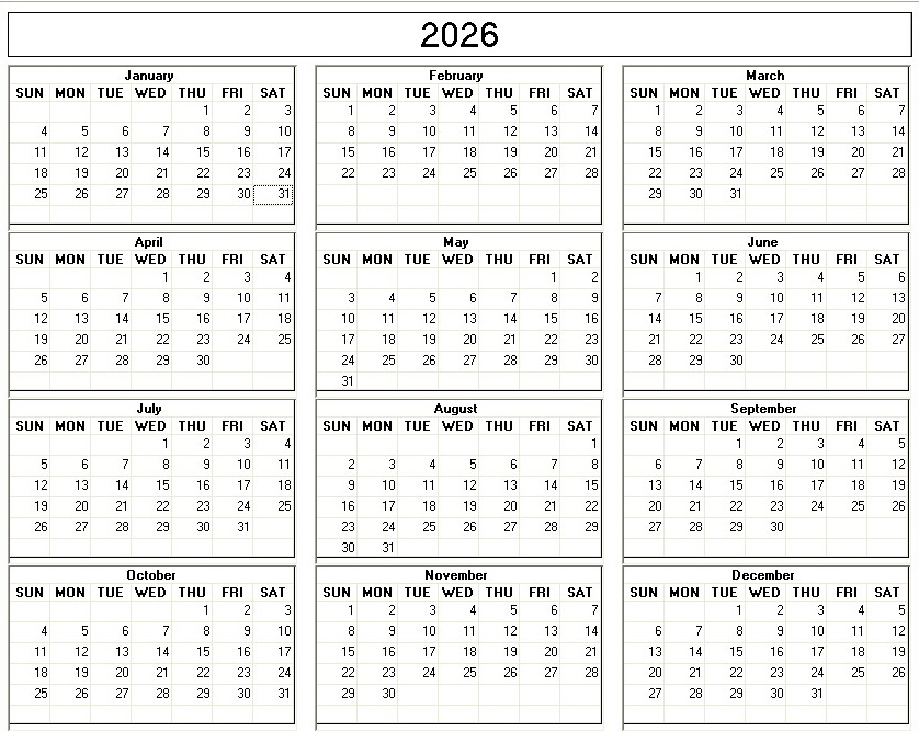 printable blank calendar image for 2016