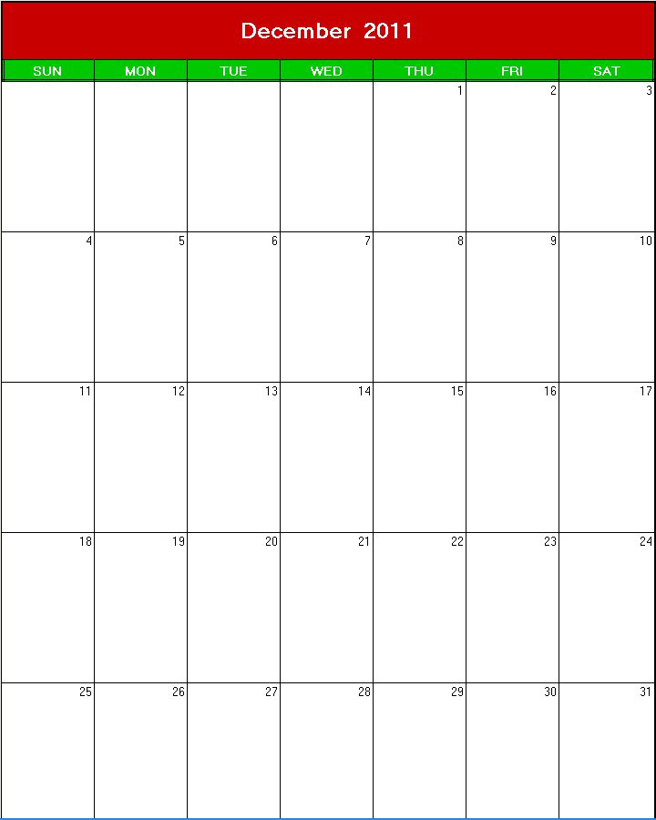 printable blank calendar image for christmas 2011
