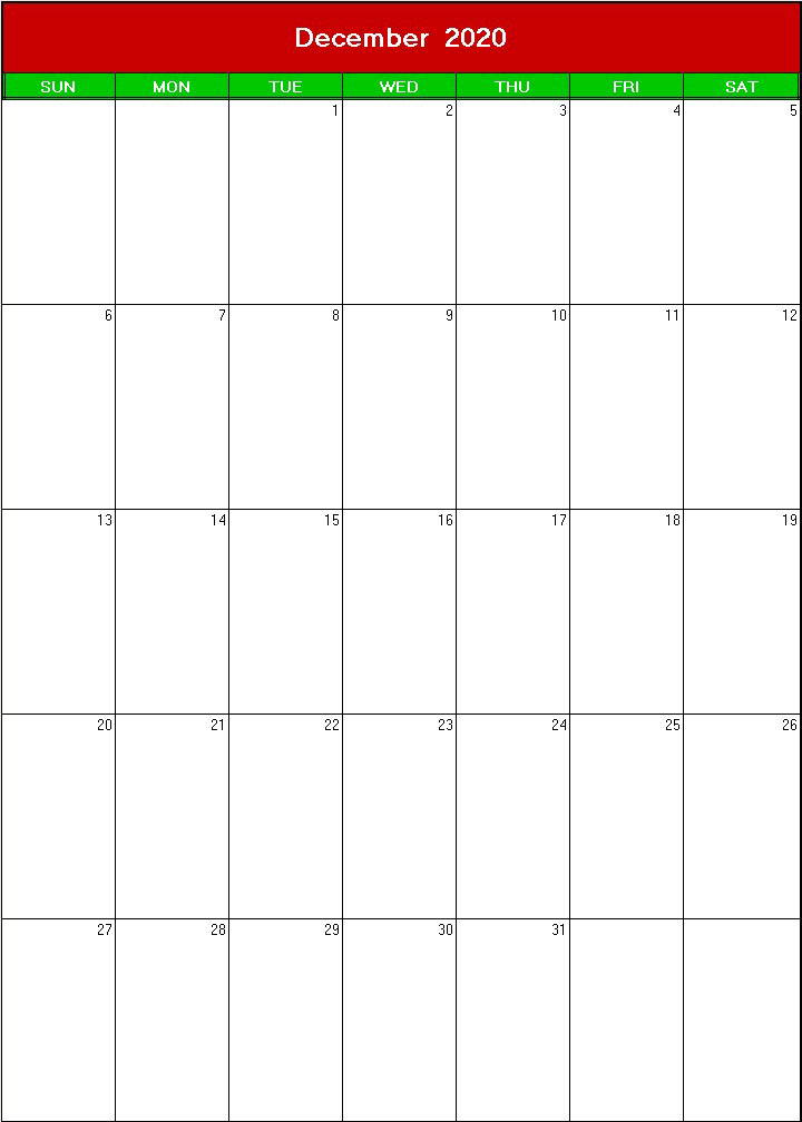 printable blank calendar image for christmas 2020