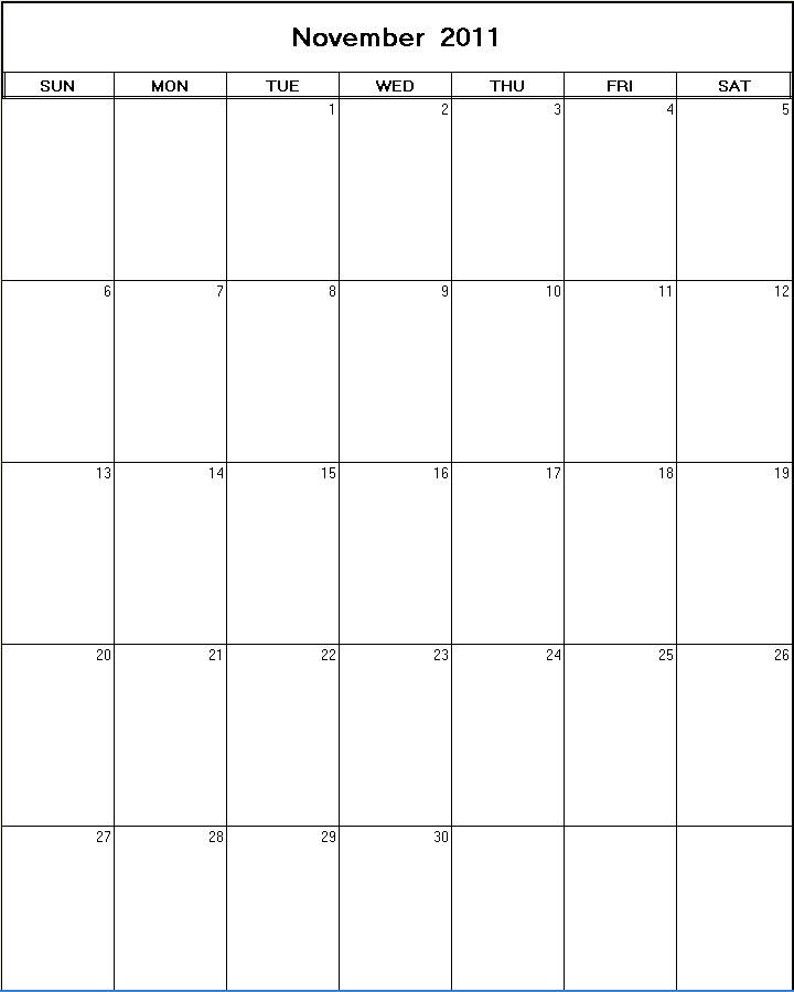 printable blank calendar image for November 2011