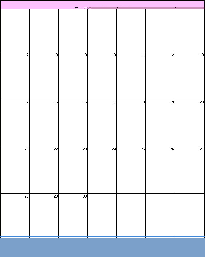 printable blank calendar image for September 2008