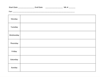 printable weekly calendar, weekly planner