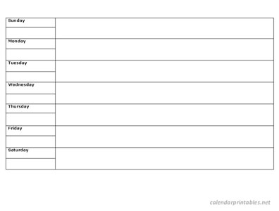 printable weekly calendar, weekly planner