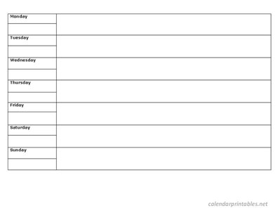 printable weekly calendar, weekly planner